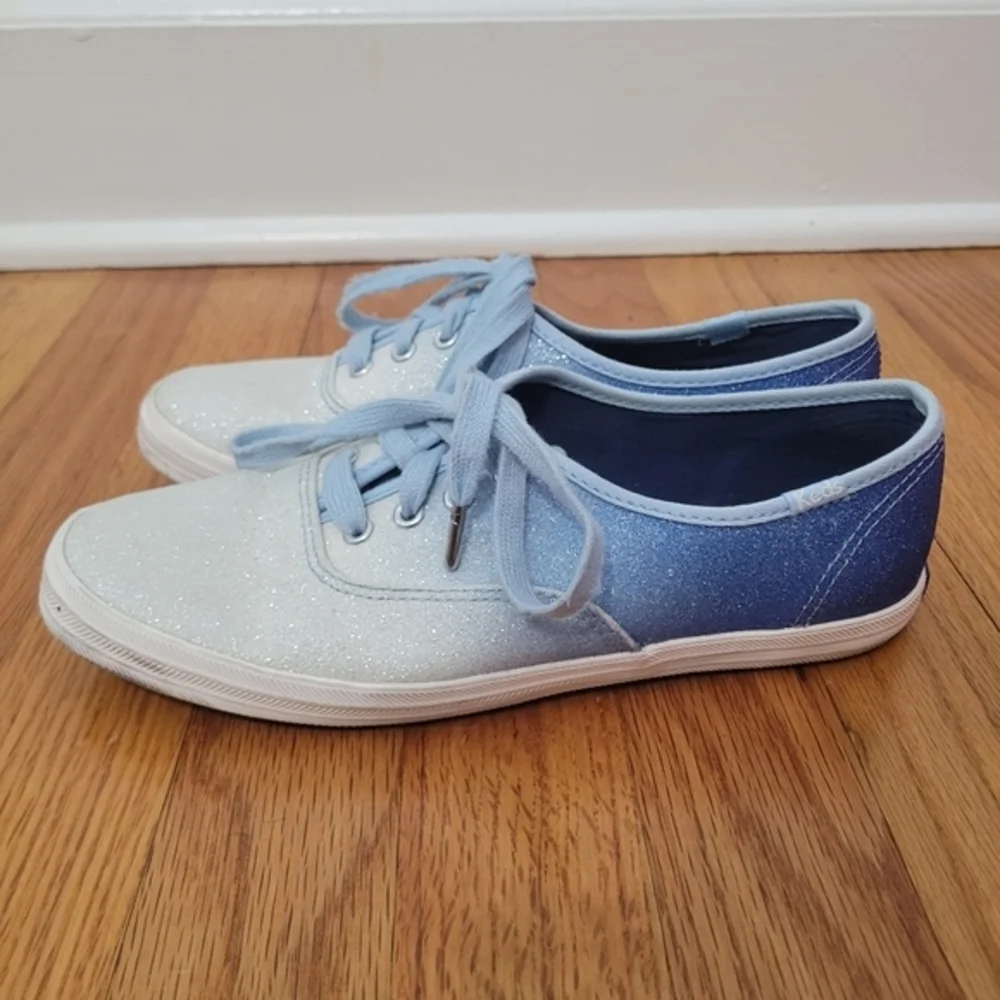 Keds Women's Blue Ombré Glitter Sneakers Sz 6.5‎ Sparkle Swiftie Concert Lace Up